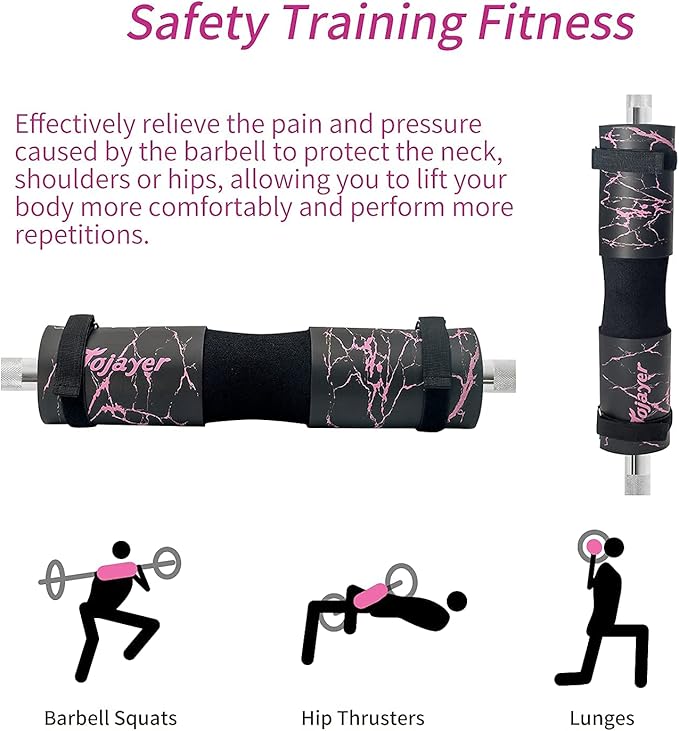 Squat Pad Barbell Pad - Neck & Shoulder Protective Foam Workout Weight Lifting Bar Cushion for Lunges & Hip Thrusts, Fit Standard and Olympic Bars Perfectly, Multi-color Choices