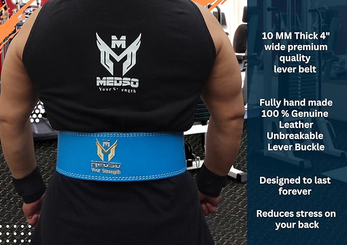 Weight Lifting 100% Pro Genuine Leather Lever Belt 10mm Thick 4” Wide