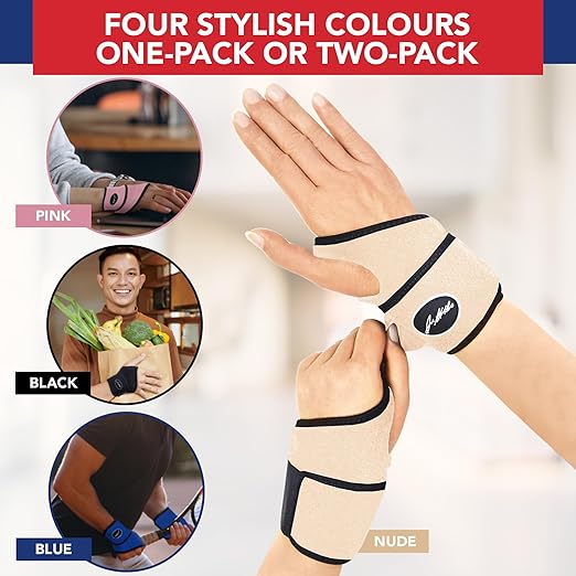 Doctor Developed Wrist Brace - Wrist wrap for Carpal Tunnel Arthritis,Tendonitis, Hand Support - Ideal for Fitness, Weightlifting - Handbook included (Nude, 2 Pack)