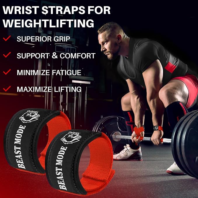 TECEUM Wrist Lifting Straps with Neoprene Padding Support β Heavy Duty Wrist Workout Straps For Men and Women β Ideal for Powerlifting, Strength Training, Bodybuilding