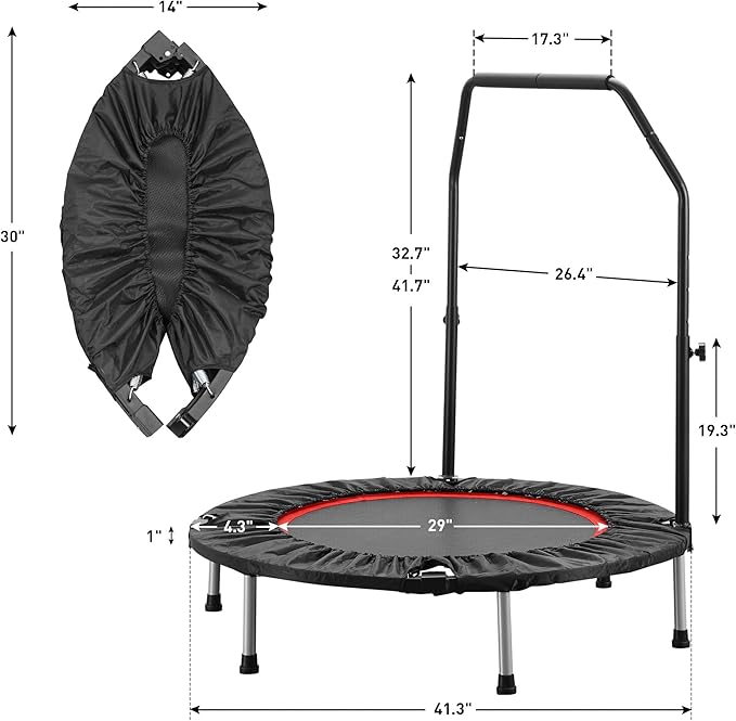HYD-Parts 40" Foldable Mini Trampoline for Adults and 330lbs