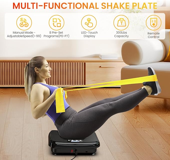 Vibration Plate Exercise Machine: TISSCARE Vibrating Plates for Lymphatic Drainage and Weight Loss, 300Lbs Capacity Full Body Power Shake Workout Platform for Home Cardio Fitness