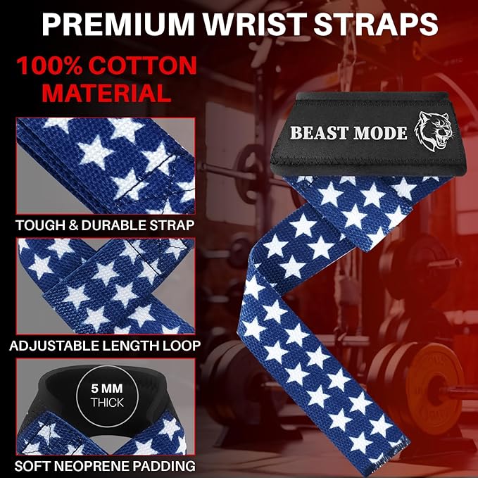 TECEUM Wrist Lifting Straps with Neoprene Padding Support β Heavy Duty Wrist Workout Straps For Men and Women β Ideal for Powerlifting, Strength Training, Bodybuilding