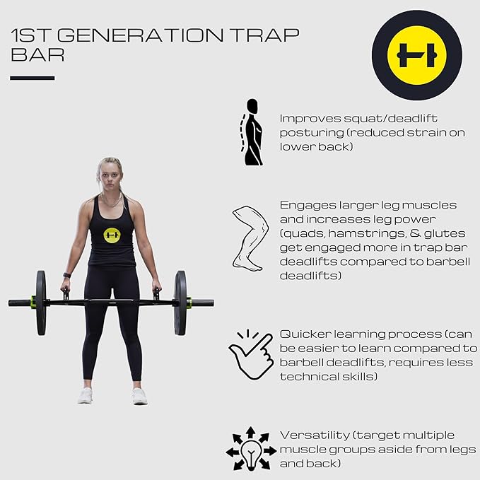 HulkFit 2-Inch Olympic Hex Weight Lifting Trap Bar