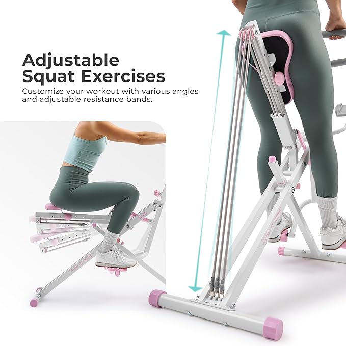 Sunny Health & Fitness Smart Upright Row-N-Ride Trainer w/Adjustable Resistance, Foldable Home Exercise Equipment for Arm, Glute & Leg Training, Free SunnyFit App Bluetooth Connect, Optional in Colors