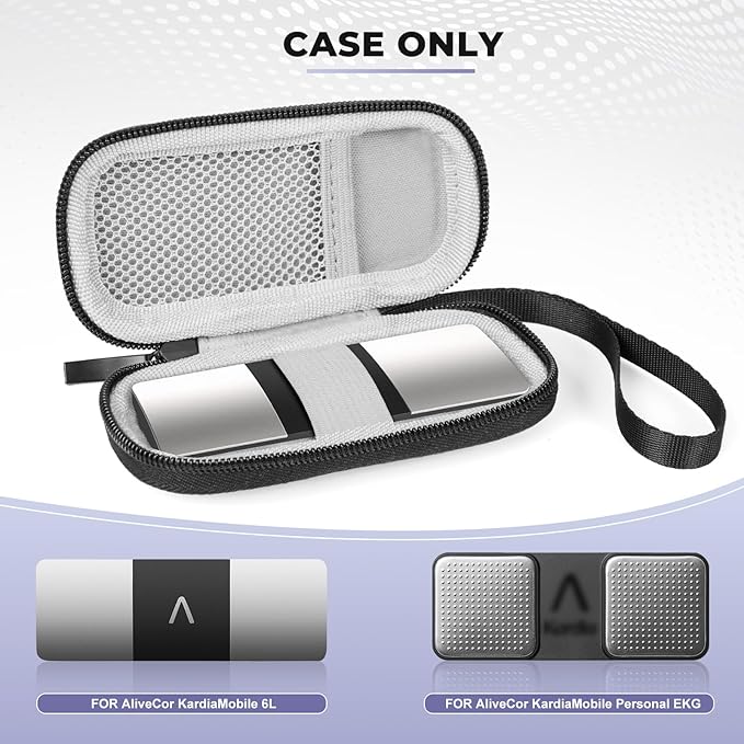Case Compatible for KardiaMobile EKG Heart Monitor, Hard Travel Case for KardiaMobile 6L, Kardia EKG, Heart Monitor Travel Box (Dark Gray)