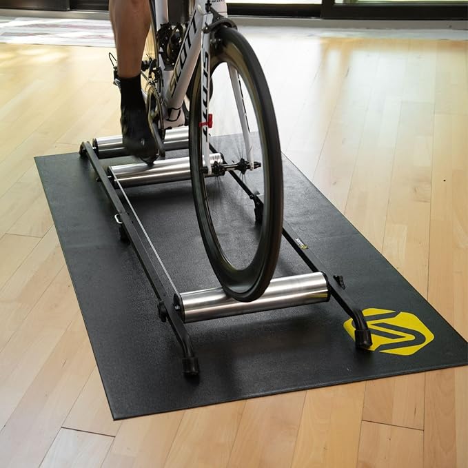 Saris Bike Trainer Accessory Mat - 65" x 36" PVC Foam - Non-Slip Surface Protects Floors from Sweat & Grime, Durable for Indoor Cycling and Exercise Equipment