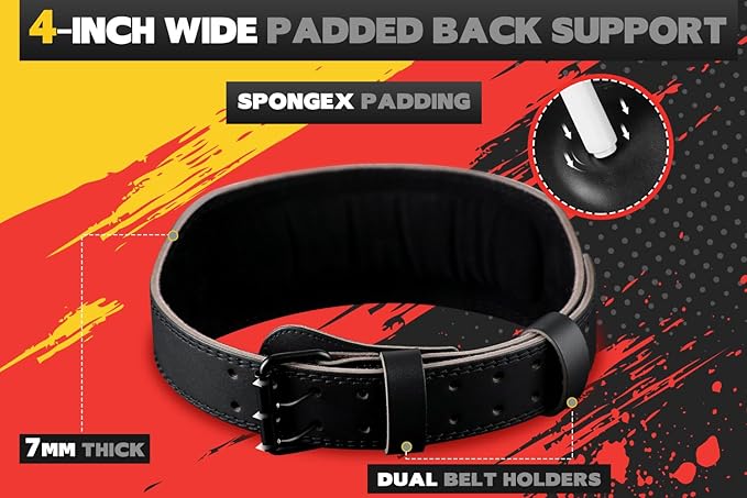 Jaffick Weight lifting Belt for 7MM Leather Pro 4 Inch