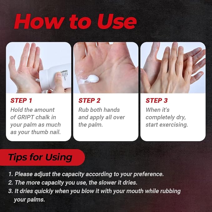 GRIPT White Liquid Chalk Hand Grip Gym Weightlifting Rock Climbing Bouldering Gymnastics Crossfit Mess Less Sweat Resistant Long Lasting Professional Gel Chalk 100ml