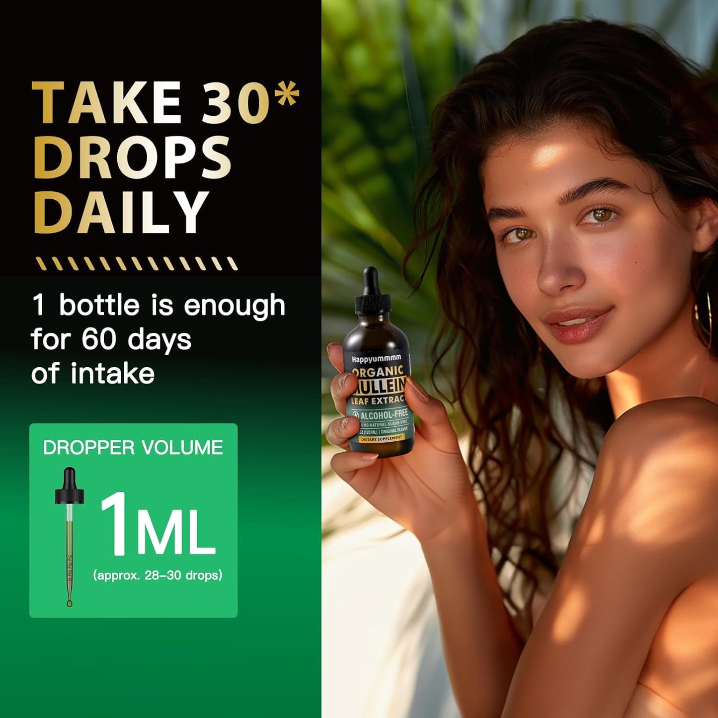Mullein Drops for Lungs Cleanse,Vegan Mullein Leaf Extract Tincture with Chlorophyll, Support Immune,Respiratory - 4 fl oz (120 ml)
