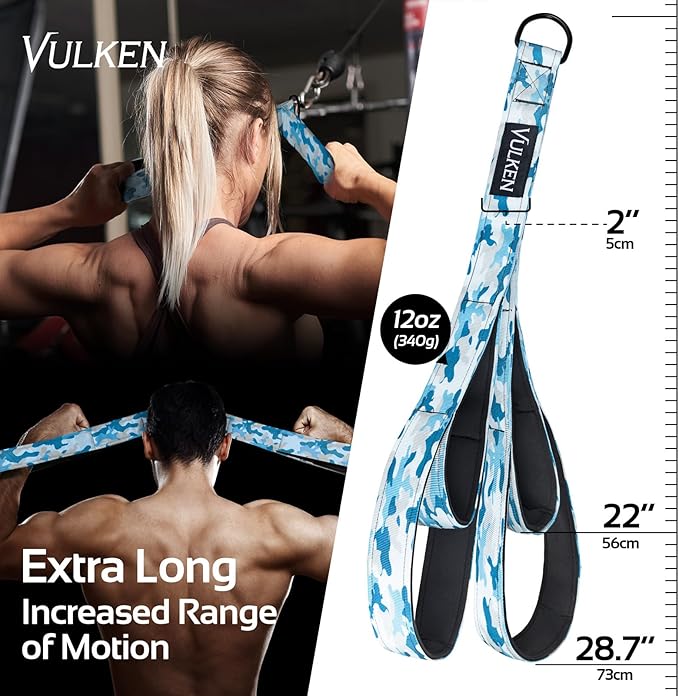 Vulken Tricep Rope Cable Attachment. 28.7 Inch & 22 Inch Two Lengths Built in One Pull Down Rope, Black & Pink