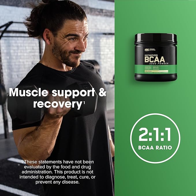Optimum Nutrition Instantized BCAA Powder, Unflavored, Keto Friendly Branched Chain Essential Amino Acids Powder, 5000mg, 60 Servings (Packaging May Vary)