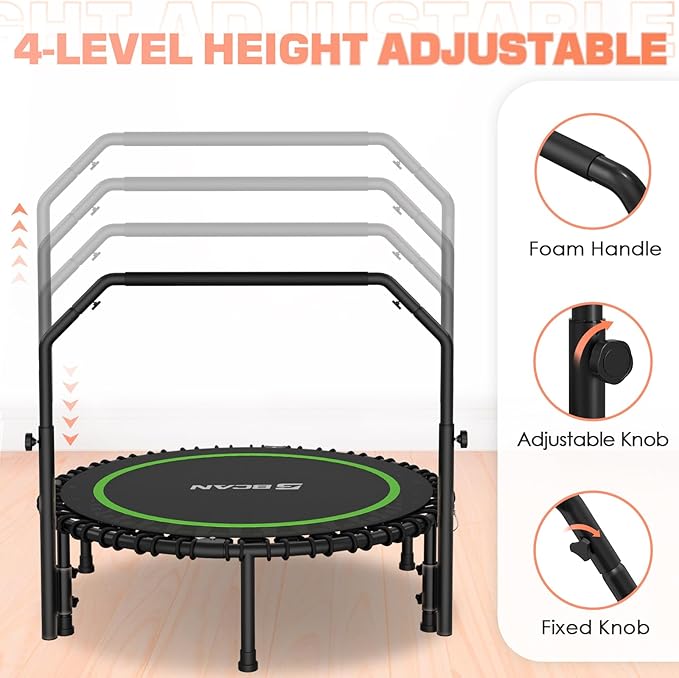 BCAN 450/550 LBS Foldable Mini Trampoline 40"/48"/50" Fitness