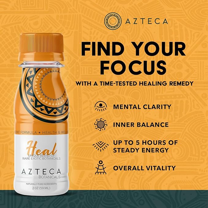 Azteca Health Organic Energy Shots - Wellness Shots, Natural Energy Shots, Health Shots, Vitamin Boost for Focus, Strength and Energy, Organic Energy Drink Made in the USA - Lemon Flavor 2pack 2Fl oz