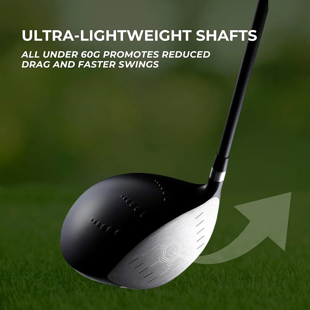 Speed Titanium Driver Golf Club, 10°, 11.5°, 12.5° Loft , Ultra Lightweight Graphite Shaft, Oversized Sweet Spot, Aerodynamic Design, USGA Conforming Mens Golf Driver + Deluxe Headcover