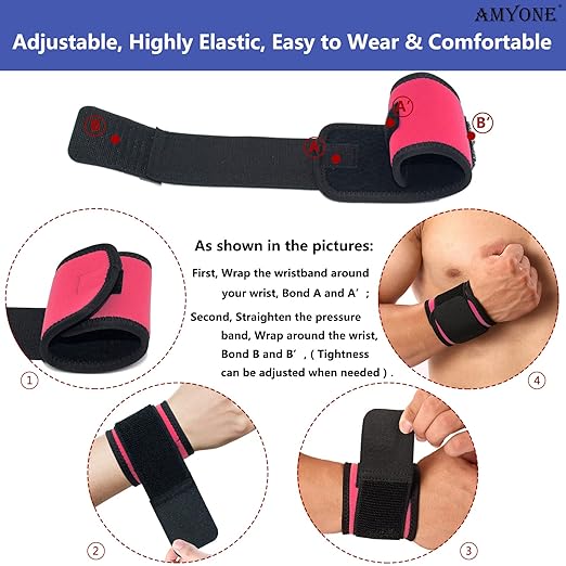 Wrist Brace, 2 PACK Wrist Wraps for Carpal Tunnel for Women, Highly Elastic Wrist Compression Support for Yoga/Gym/Fitness/Sports/Pain Relief/Weightlifting, Adjustable Wrist SweatBands-Magenta Red