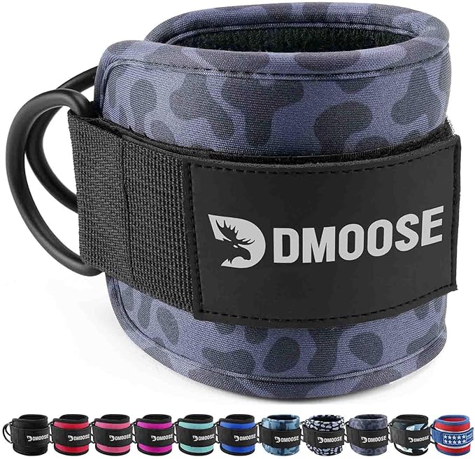 DMoose Fitness Ankle Straps for Cable Machines - One Size Fit with Premium Padding, Glute Kickback Ankle Strap for Women & Men, Cable Attachments for Gym, Booty Workouts, Leg Extension & Hip Abductors