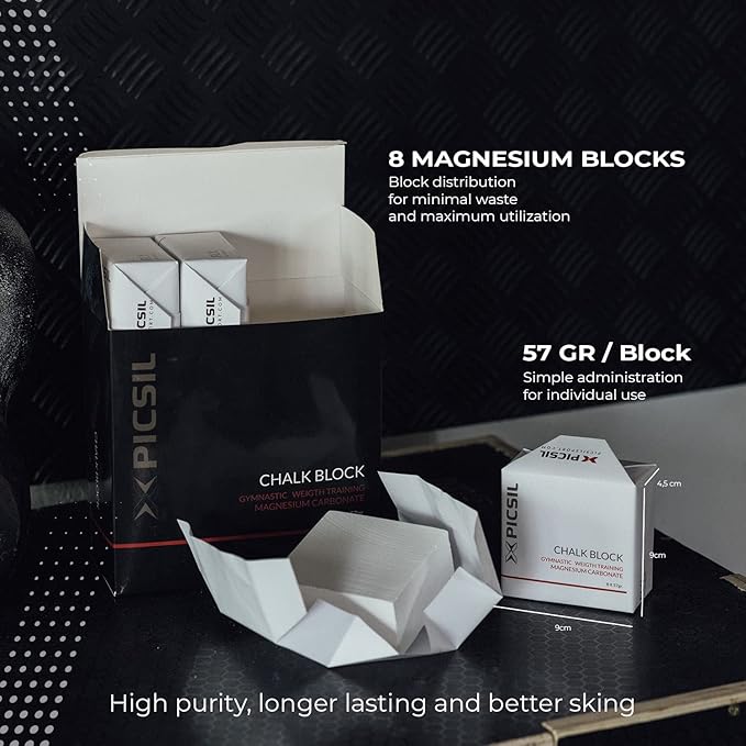 PICSIL Chalk Block - Magnesium in Block or Dust for Gymnastics, Climbing, Weightlifting, Dance Bar, Crosstraining. Make The Best Grip in All Your Activities