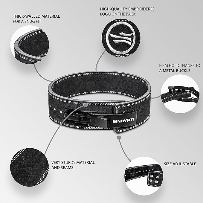 Weight-lifting belt for men with lever buckle 8.5cm / 10cm Height