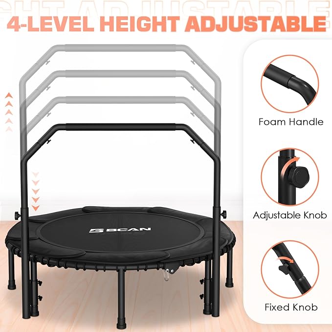 BCAN 450/550 LBS Foldable Mini Trampoline 40"/48"/50" Fitness