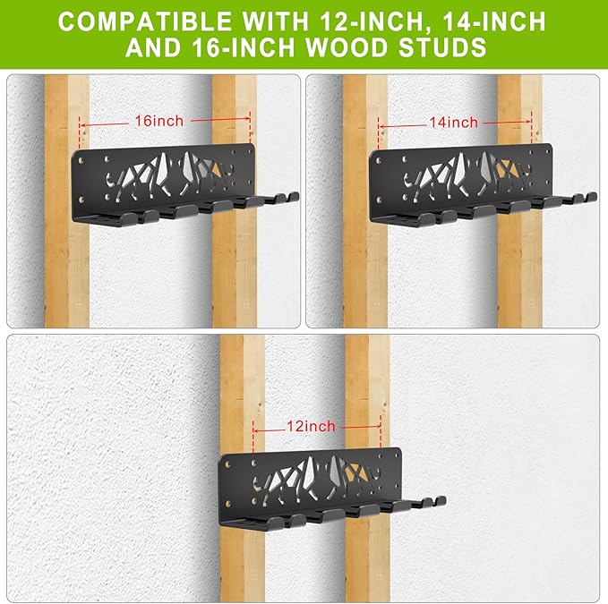 Kipika Versatile Wall Mounted Barbell Holder with Hooks Storage Rack for Barbell Bars Holds Under 33mm Bar Size and Fitness Accessories Space-Efficient Gym Organization for Home & Commercial Use