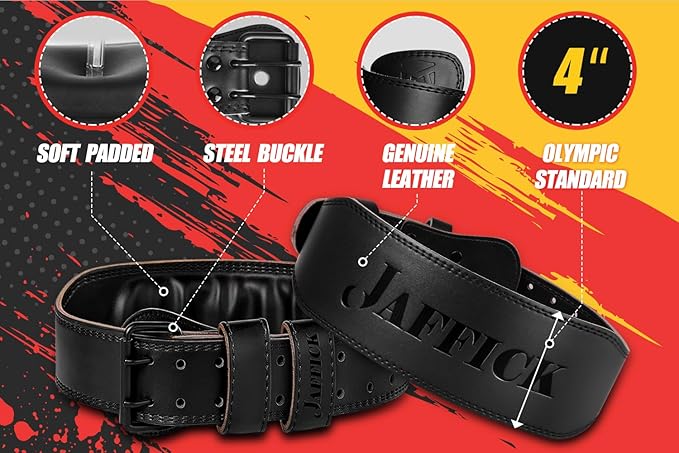 Jaffick Weight lifting Belt for 7MM Leather Pro 4 Inch