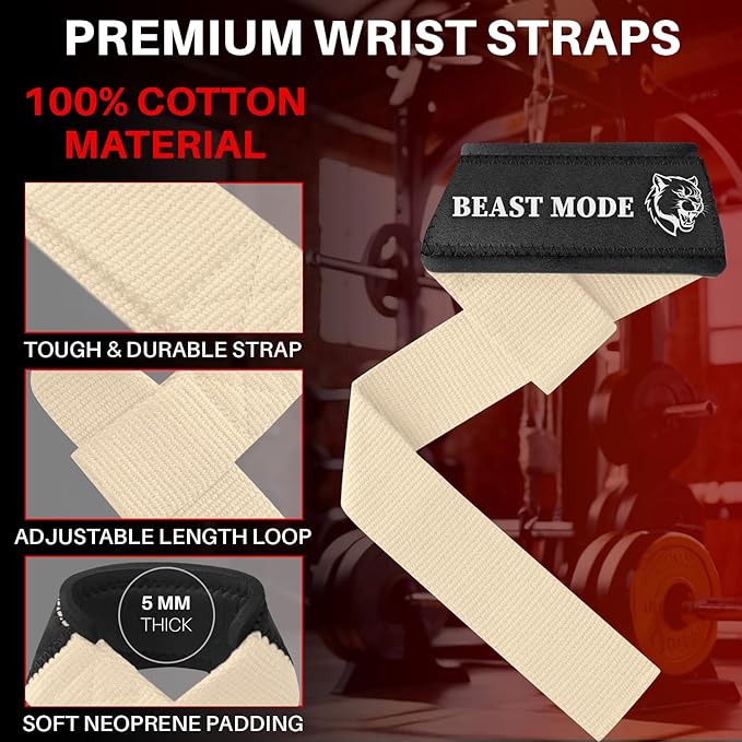 TECEUM Wrist Lifting Straps with Neoprene Padding Support β Heavy Duty Wrist Workout Straps For Men and Women β Ideal for Powerlifting, Strength Training, Bodybuilding
