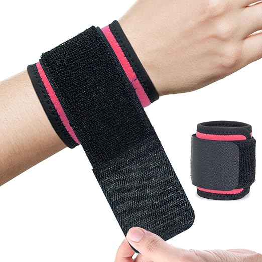 Wrist Brace, 2 PACK Wrist Wraps for Carpal Tunnel for Women, Highly Elastic Wrist Compression Support for Yoga/Gym/Fitness/Sports/Pain Relief/Weightlifting, Adjustable Wrist SweatBands-Magenta Red