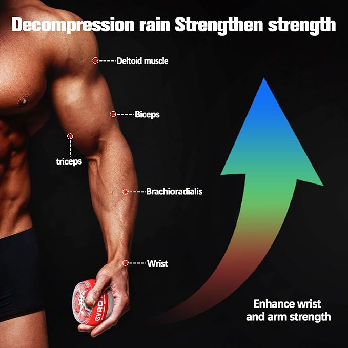 Wrist Trainer Ball Auto-Start Gyroscopic Forearm Exerciser Gyro Ball for Strengthen Arms, Fingers, Bones and Muscles