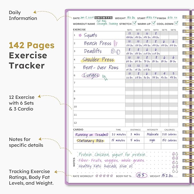 Fitness Workout Journal for Women & Men A5(5.5" x 8.2") Workout