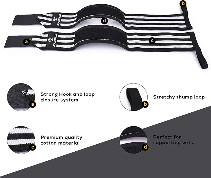 Wrist Wraps for Weightlifting - USPA & IPL Approved 18" Gym Wrist Support with Thumb Loop - Heavy Duty Lifting Wrist Straps for Fitness, Workout, Powerlifting, & Bodybuilding (Pair)