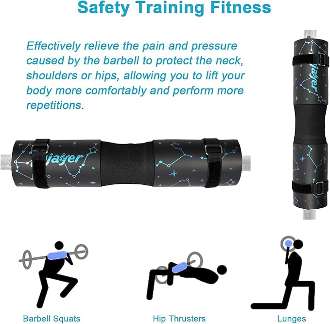 Squat Pad Barbell Pad - Neck & Shoulder Protective Foam Workout Weight Lifting Bar Cushion for Lunges & Hip Thrusts, Fit Standard and Olympic Bars Perfectly, Multi-color Choices