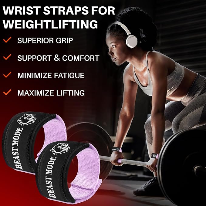 TECEUM Wrist Lifting Straps with Neoprene Padding Support β Heavy Duty Wrist Workout Straps For Men and Women β Ideal for Powerlifting, Strength Training, Bodybuilding