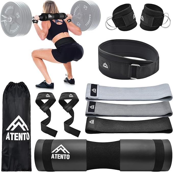 ATENTO 10Pcs Barbell Pad Set with Weight Lifting 3 levels 2 Gym 2 Lifting