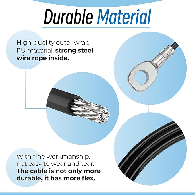 Fitness Pulley Cable Replacement for All Total Gym Models 1000, 1500, 2000, 3000, XLS Up - Adjustable Home Gym Cable Pulley System Replacement Fitness Cable for Pulley Machine Accessories