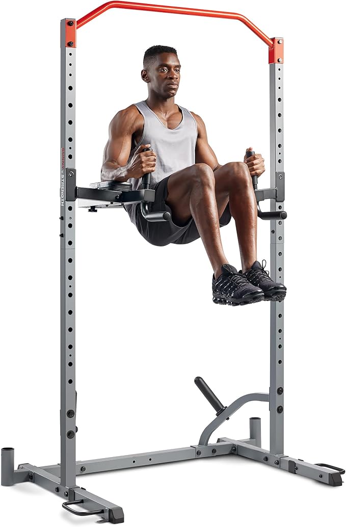 Sunny Health & Fitness Power Cage Squat Rack Upgrade Attachments, Dip Bar, Plate Bar Holder, Belt Squat, J Hook, Lat, Adapter, U Ring, Pull Up Bar, Landmine, Captain's Chair, Tricep Rope For Home Gym