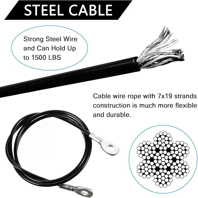 Taeku Fitness Pulley Cable, Heavy-Duty 6mm Steel Wire Rope for Home Gym, Adjustable Replacement Cable for Weightlifting, LAT Pulldown, and Cable Machine Accessories