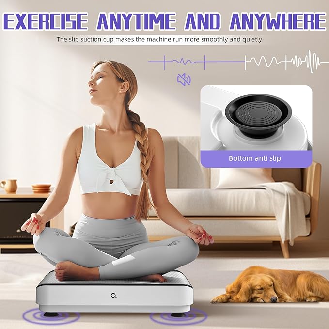 Vibration Plate Exercise Machine with Bluetooth for Lymphatic Drainage – 400lbs Capacity with 9 Preset Modes & 99 Speed Level, Home Gym Equipment for Whole Body Vibrating Workout, Weight Loss & Toning