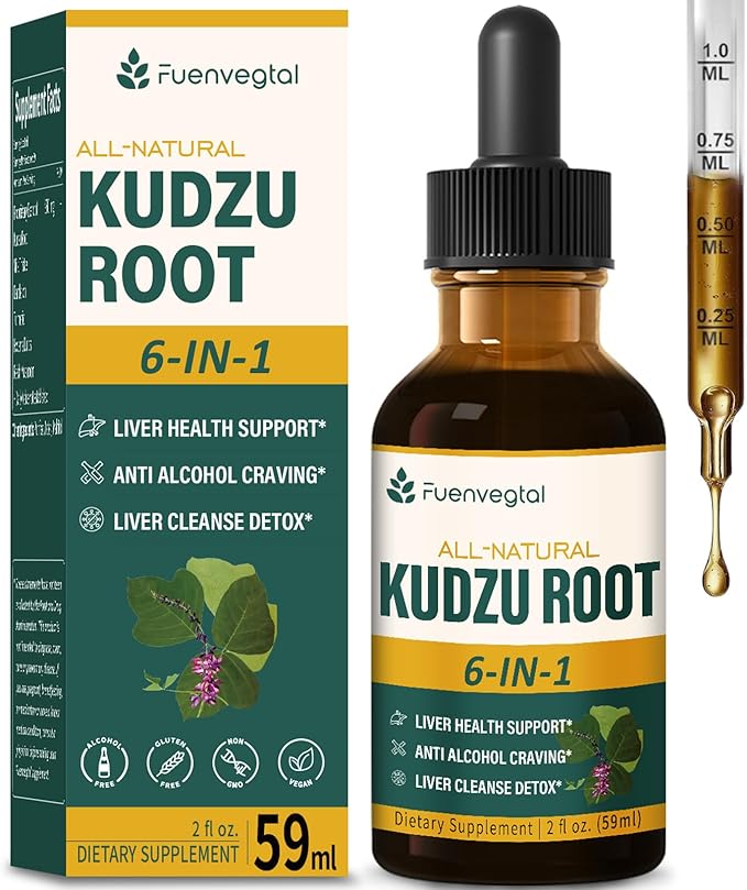 Kudzu Root Drops, Liver Detox Cleanse Supplement, Liver Health Formula with Milk Thistle Goji Berries Extract. 2 oz