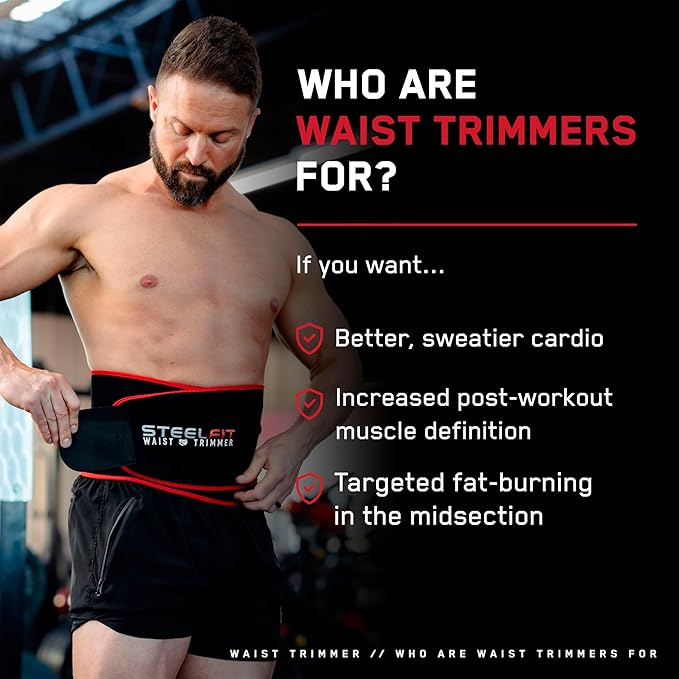 SteelFit Adjustable Waist Trimmer Belt for Intense Cardio | Latex-Free Neoprene Sweat Band with Moisture-Resistant Lining | Workout Enhancer for Fat Burning, Heat Retention | Durable Cardio Enhancer