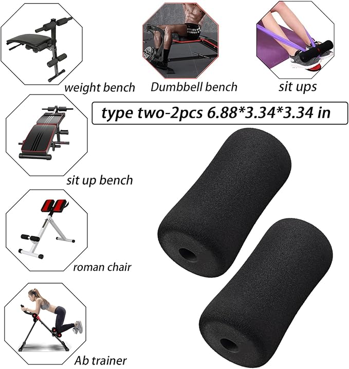 Foot Foam Padding(6.88 * 3.34 * 3.34 in), High Density Foam Pads on Exercise Equipment Tubes for Home Gym Equipment, Tube Foam Cover on Leg Extension, Leg Curl, Marcy Smith Cage Machine