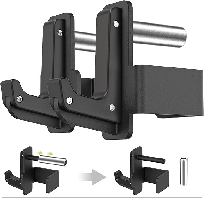 SELEWARE Solid Steel J Hooks for 2" x 2" or 3" x 3" Tube Power Cage with 1" or 5/8" Hole Squat Rack Attachment, J-Hook Barbell Holder for Power Rack, Set of 2