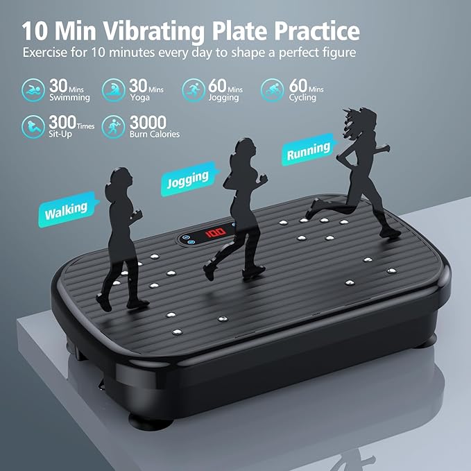 Vibration Plate Exercise Machine, Vibration Plate for Lymphatic Drainage 330 Lbs Capacity Whole Body Vibration Platform Machines Helps Weight Loss Shaping Toning Wellness