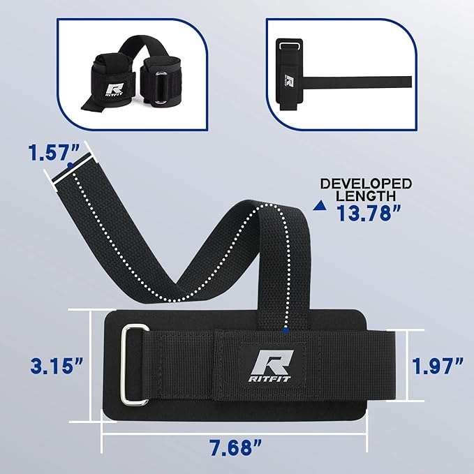 RitFit Lifting Wraps, Wrist Straps for Weightlifting, Wrist Support for Working Out, Bodybuilding, MMA, Powerlifting, Strength Training, Men & Women