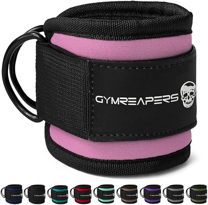 Gymreapers Ankle Straps (Pair) For Cable Machine Kickbacks, Glute Workouts, Lower Body Exercises - Adjustable Leg Straps with Neoprene Padding
