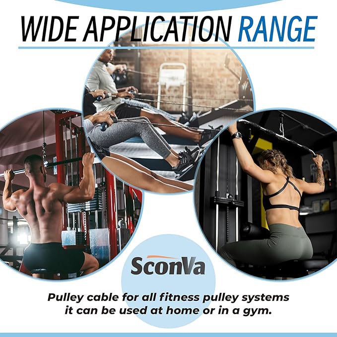Fitness Pulley Cable Replacement for All Total Gym Models 1000, 1500, 2000, 3000, XLS Up - Adjustable Home Gym Cable Pulley System Replacement Fitness Cable for Pulley Machine Accessories