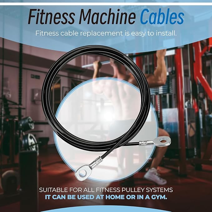 Fitness Pulley Cable Replacement for All Total Gym Models 1000, 1500, 2000, 3000, XLS Up - Adjustable Home Gym Cable Pulley System Replacement Fitness Cable for Pulley Machine Accessories