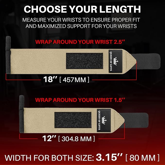 TECEUM Weightlifting 18" & 12" Wrist Wraps with Thumb Loop β Heavy Duty Wrist Workout Braces for Men and Women β Ideal for Powerlifting, Strength Training, Bodybuilding