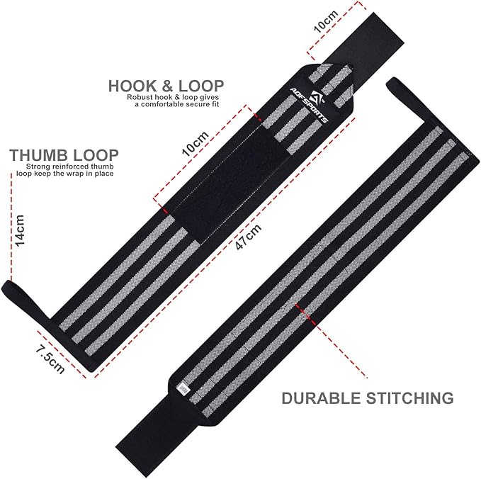 Wrist Wraps for Weightlifting - USPA & IPL Approved 18" Gym Wrist Support with Thumb Loop - Heavy Duty Lifting Wrist Straps for Fitness, Workout, Powerlifting, & Bodybuilding (Pair)
