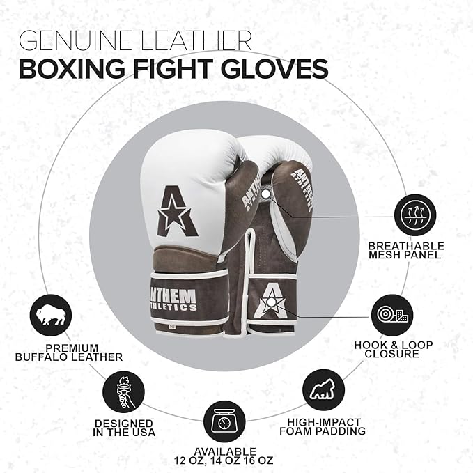 Anthem Athletics Stormbringer Full Grain Leather Boxing Gloves Men Women Muay Thai Gloves 12 oz 14 oz or 16 oz Boxing Gloves